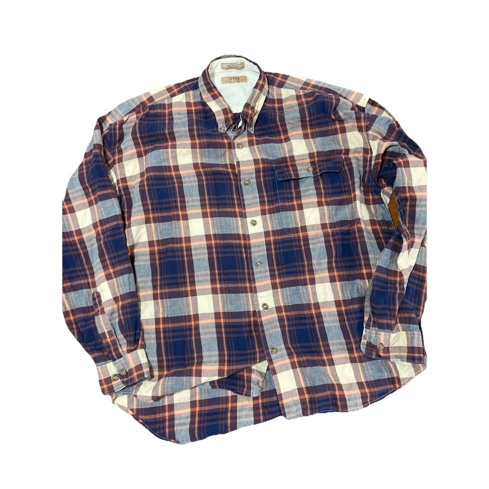 GUESS Men's Plaid Cotton Long Sleeve Button-Up Shirt Size L